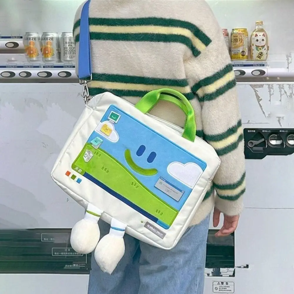 Bolsa de hombro divertida bordada con cara sonriente para laptop - imagen 3
