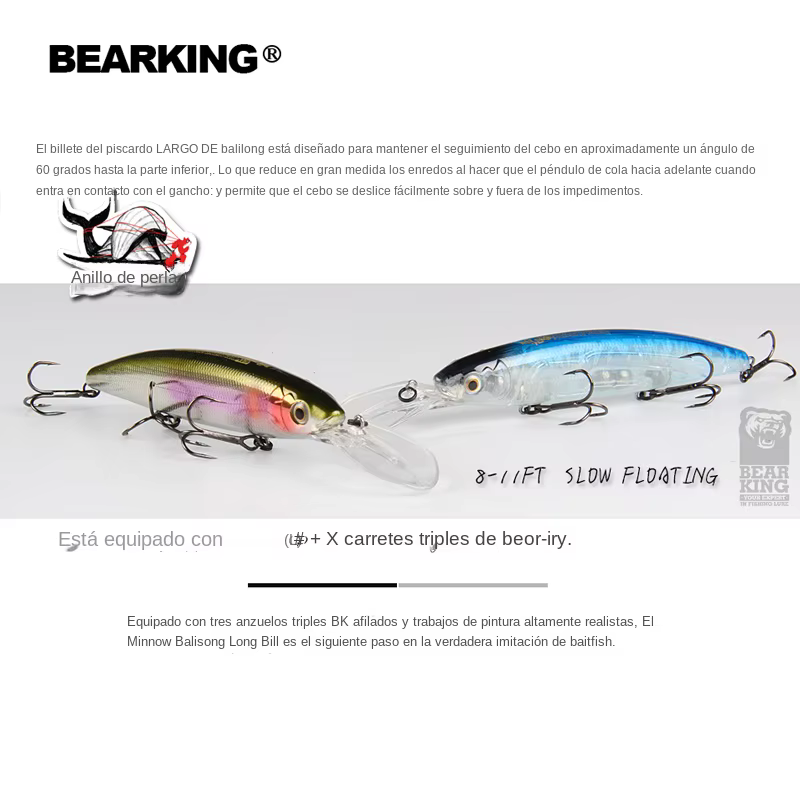 Bearking Señuelo Wobbler Minnow duro de pesca - imagen 4