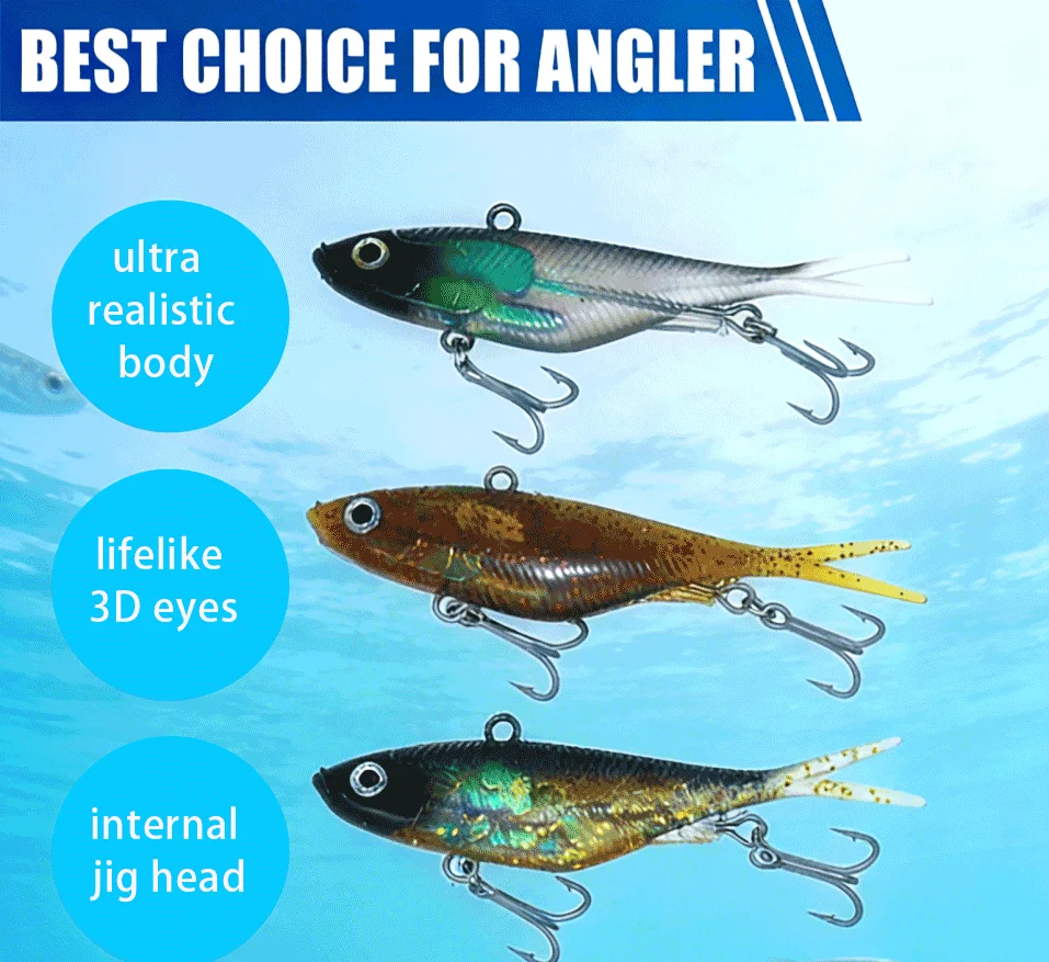 Señuelos blandos giratorios VIB tipo jig/crankbaits