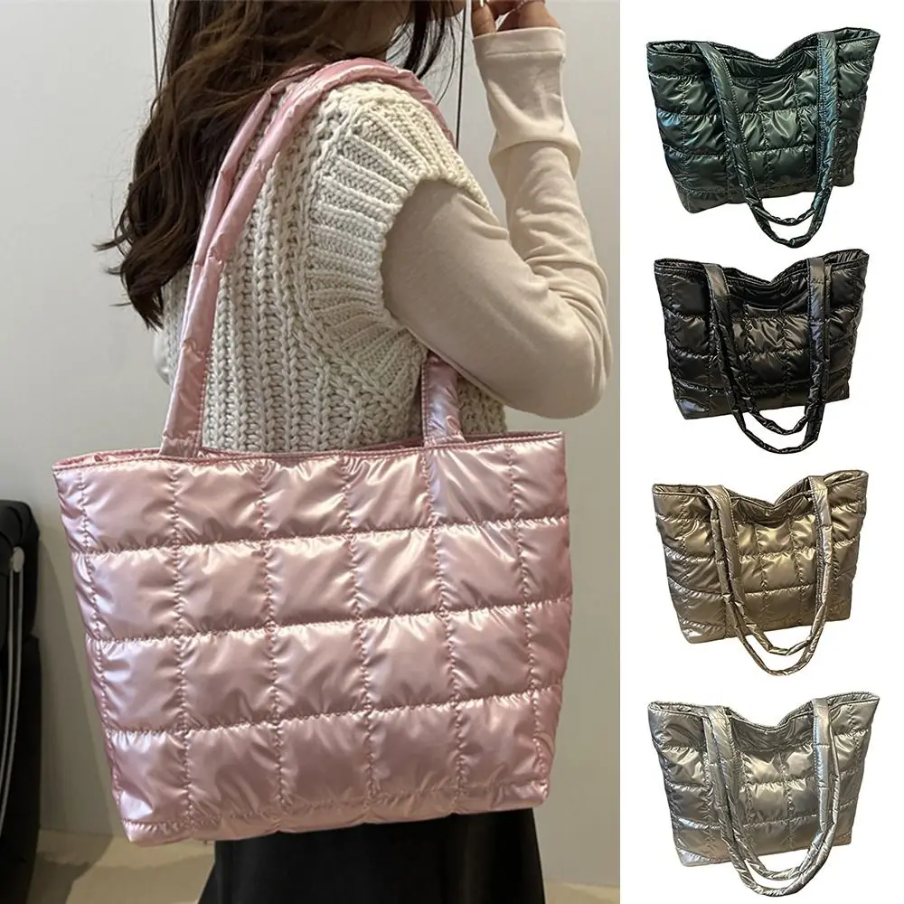 Bolso acolchado de hombro gran capacidad color liso para mujer - imagen 4