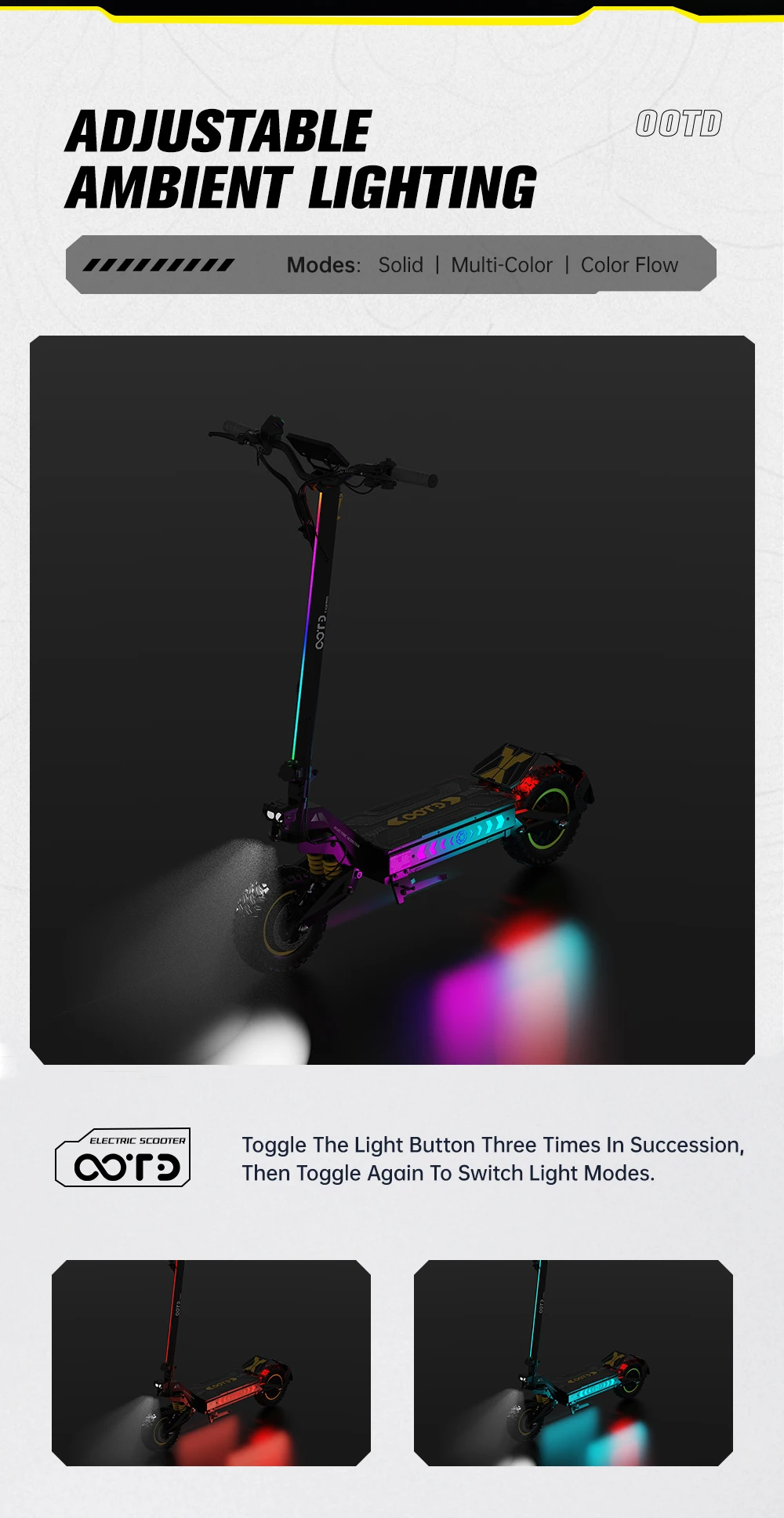 Scooter eléctrico OOTD T10 PRO 2600W todoterreno 11" plegable - imagen 3