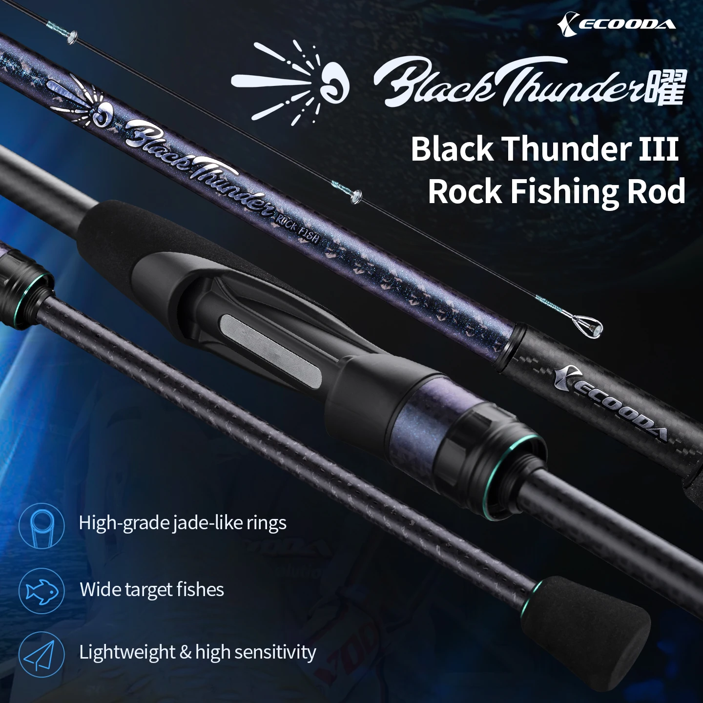 Caña de carbono Ecooda Black Thunder III T1100G con punta flexible - imagen 2
