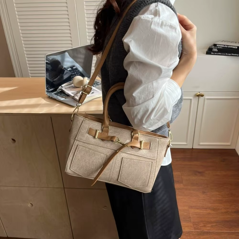 Bolso bandolera vaquero lavado de gran capacidad con hebilla - imagen 5