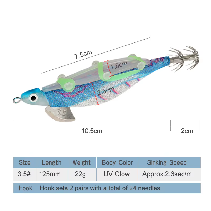 Webfoot Egi - Señuelo de calamar luminoso con anzuelo para pesca - imagen 4