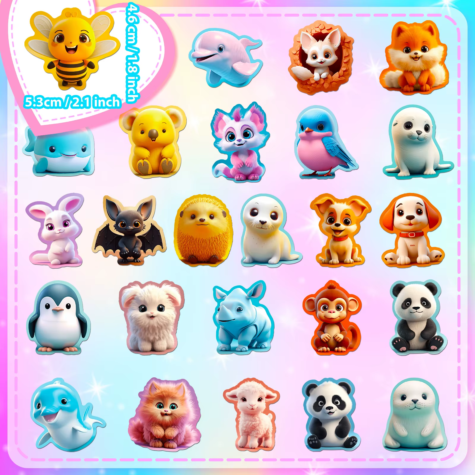 Pegatinas impermeables de vinilo con animales – Para niños - imagen 2