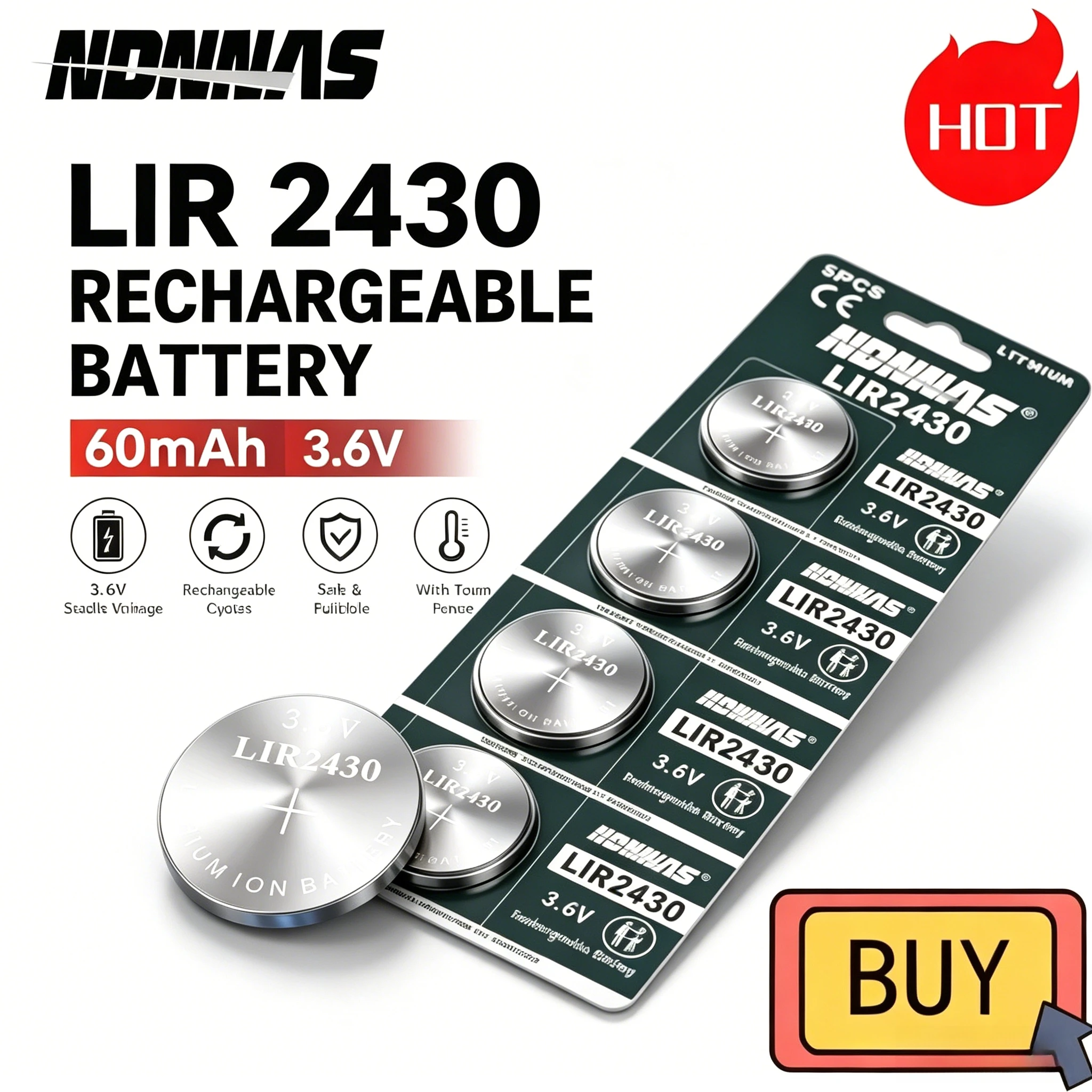 Batería recargable de litio tipo botón para dispositivos - imagen 4