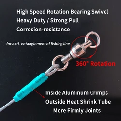 Líder Wire Leader 7×7 Acero Inoxidable con Swivel y Clip