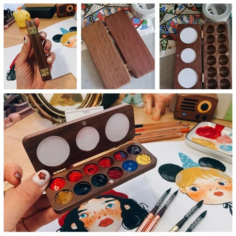 Caja Acuarelas Vacía Madera – Paleta Magnética Portátil - imagen 5