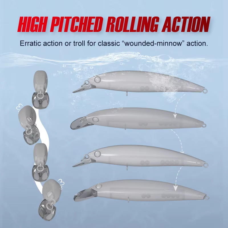 Noeby Minnow Jerkbait Flotante Lubina – Señuelo Agua Dulce y Salada - imagen 5