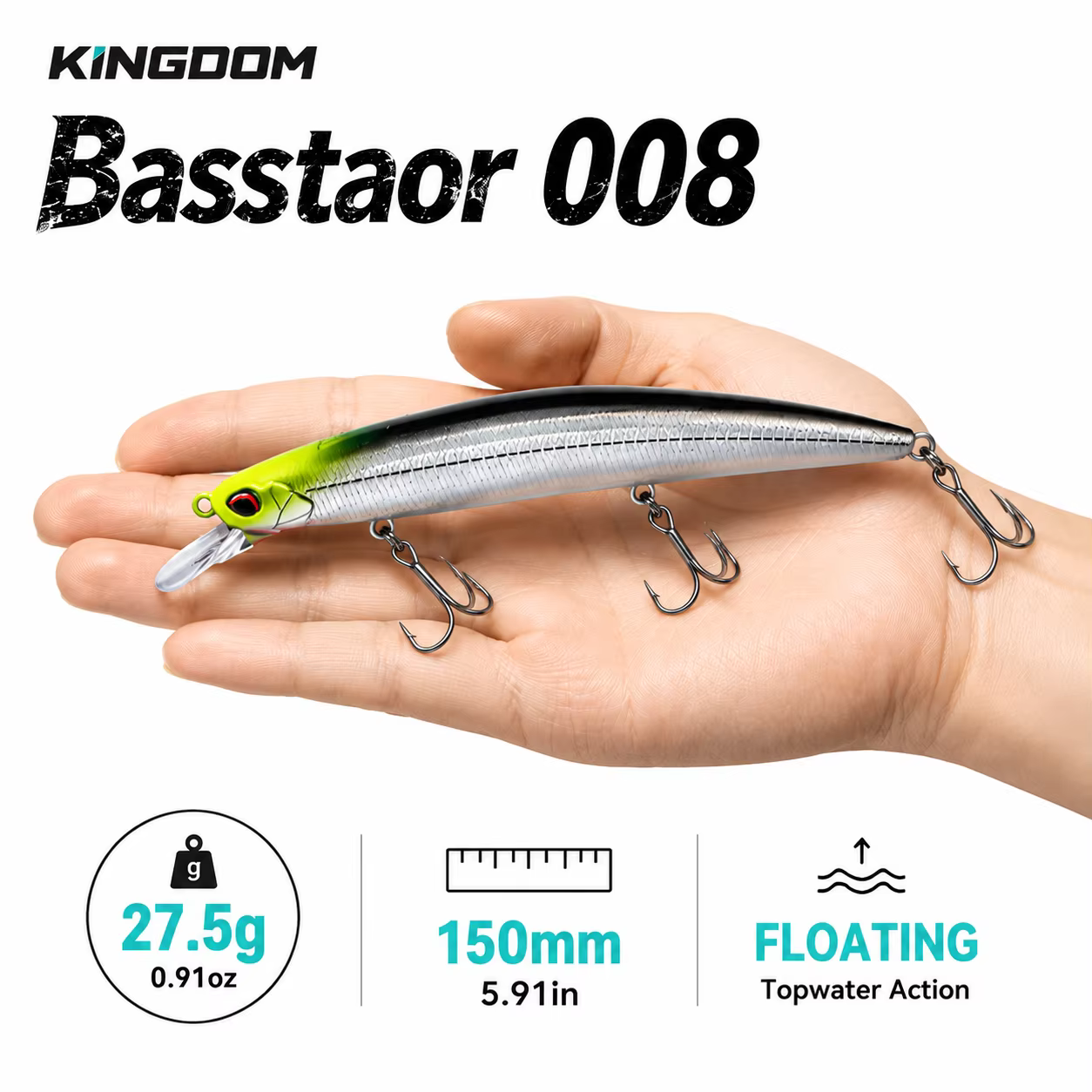 KINGDOM Basstaor – Señuelo minnow flotante de buceo profundo para lubina - imagen 3