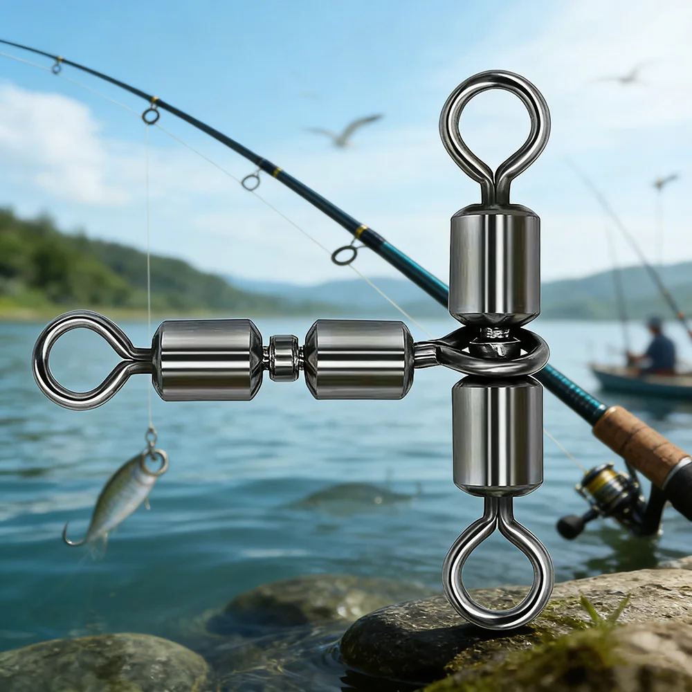 Kit de 200 conectores giratorios triangulares de cobre sólido para pesca