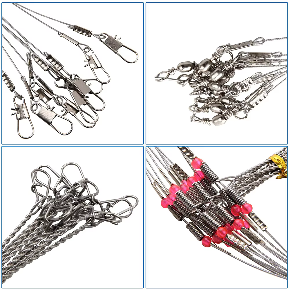 Lideres de alambre inox cuentas a presion y conector giratorio - imagen 4
