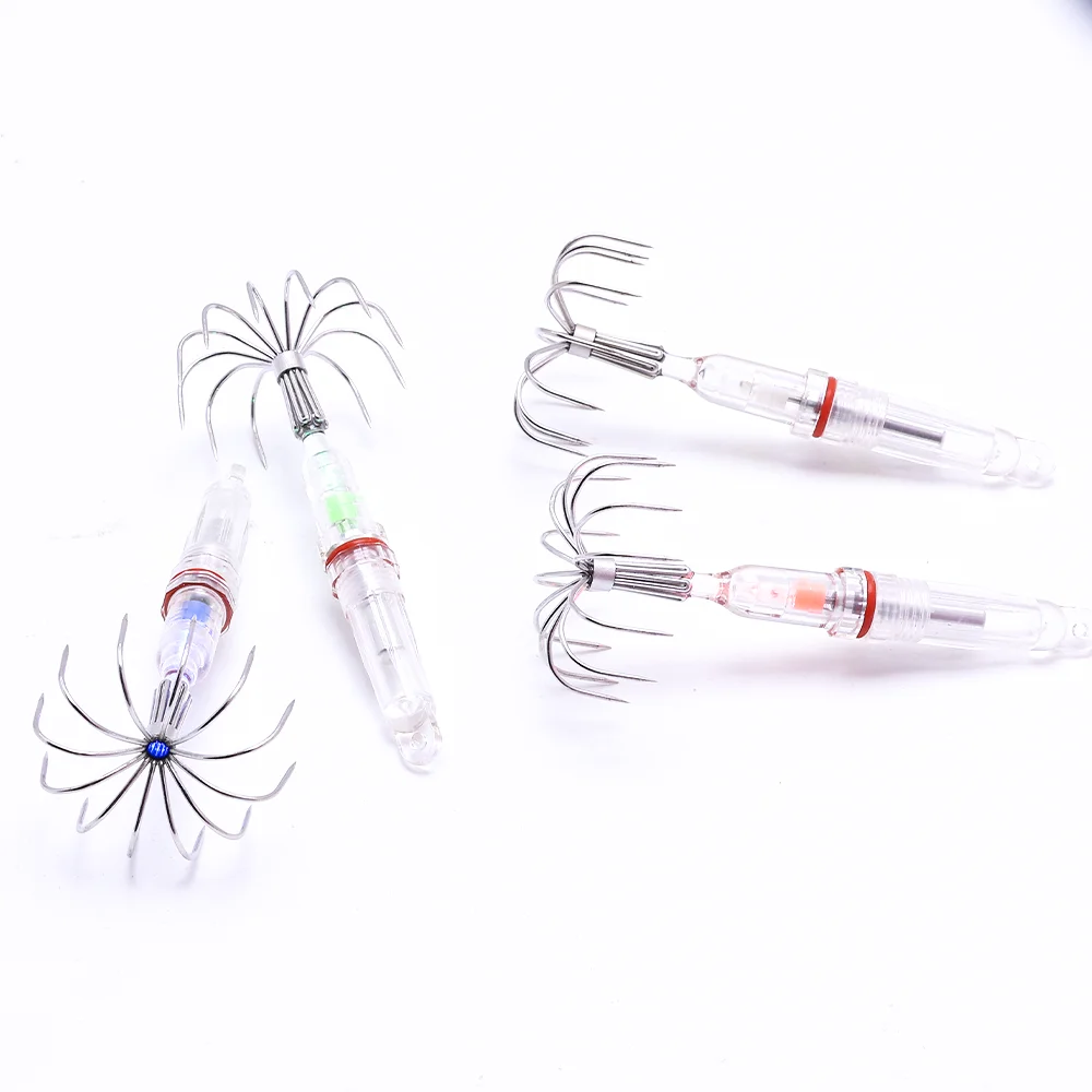 Anzuelos con luz LED en ambiente de pesca