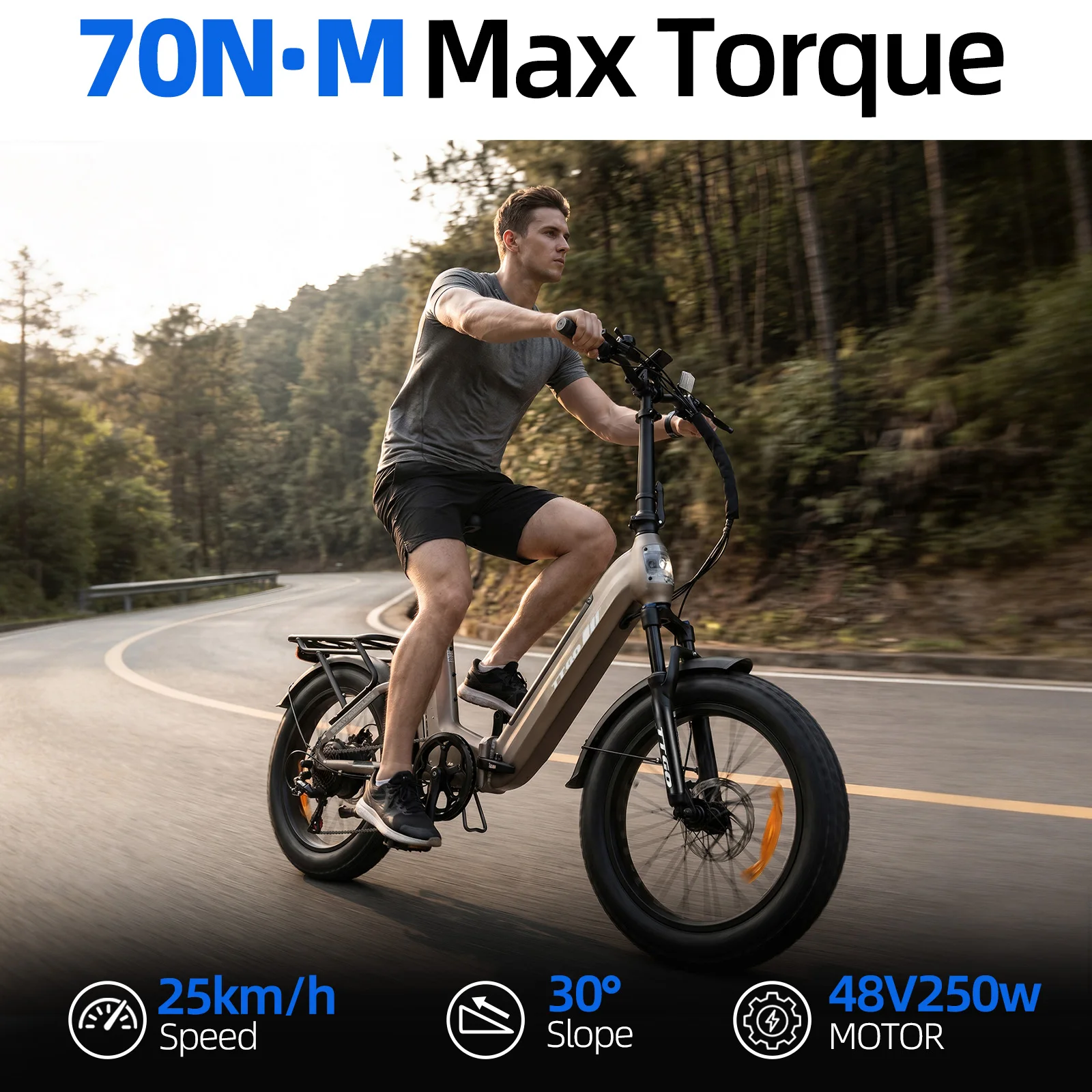 Bicicleta eléctrica plegable TTGO F7 con freno de disco hidráulico - imagen 3