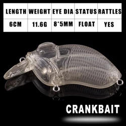 Dr.Holife Crankbait flotante sin pintar para perca y lubina