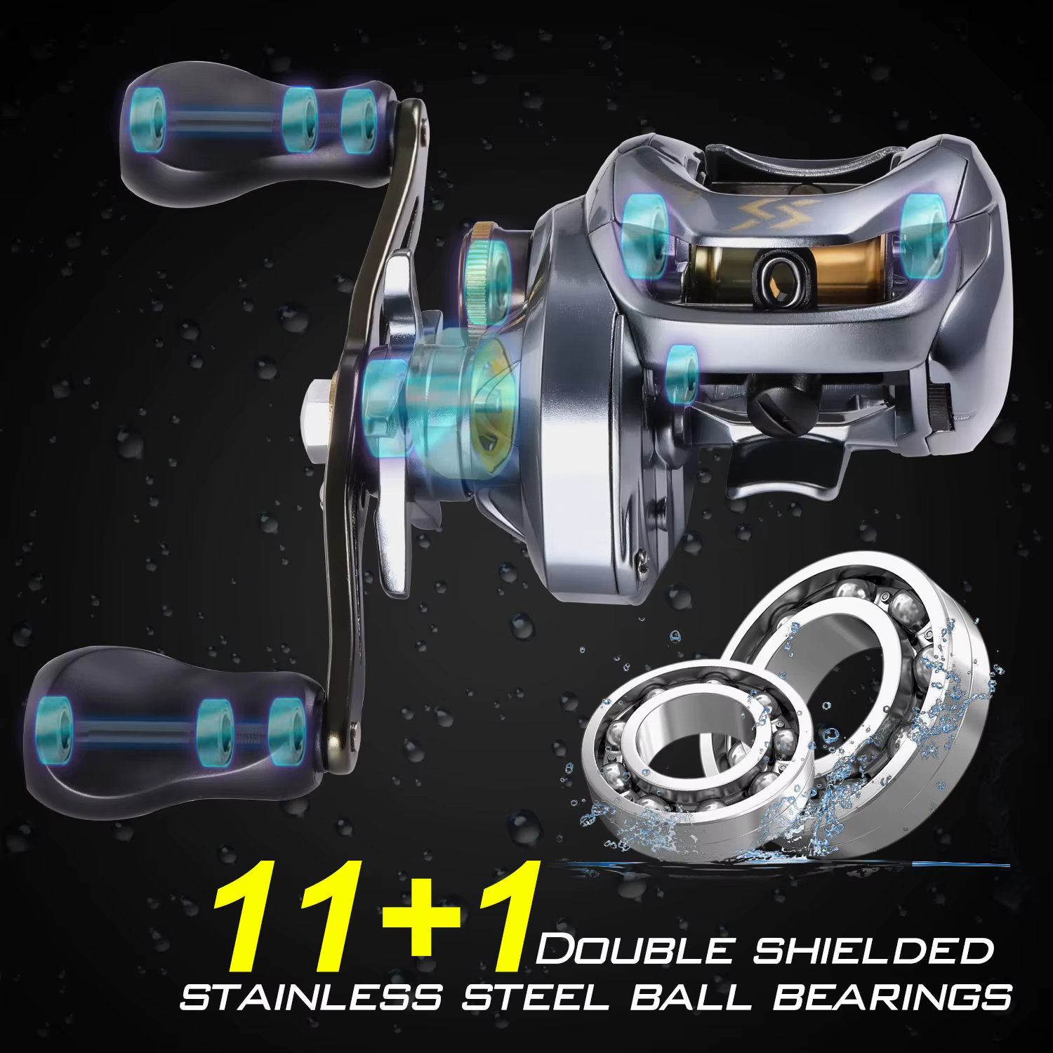 Carrete Baitcasting Sougayilang 11+1BB – Freno magnético para lubina - imagen 4
