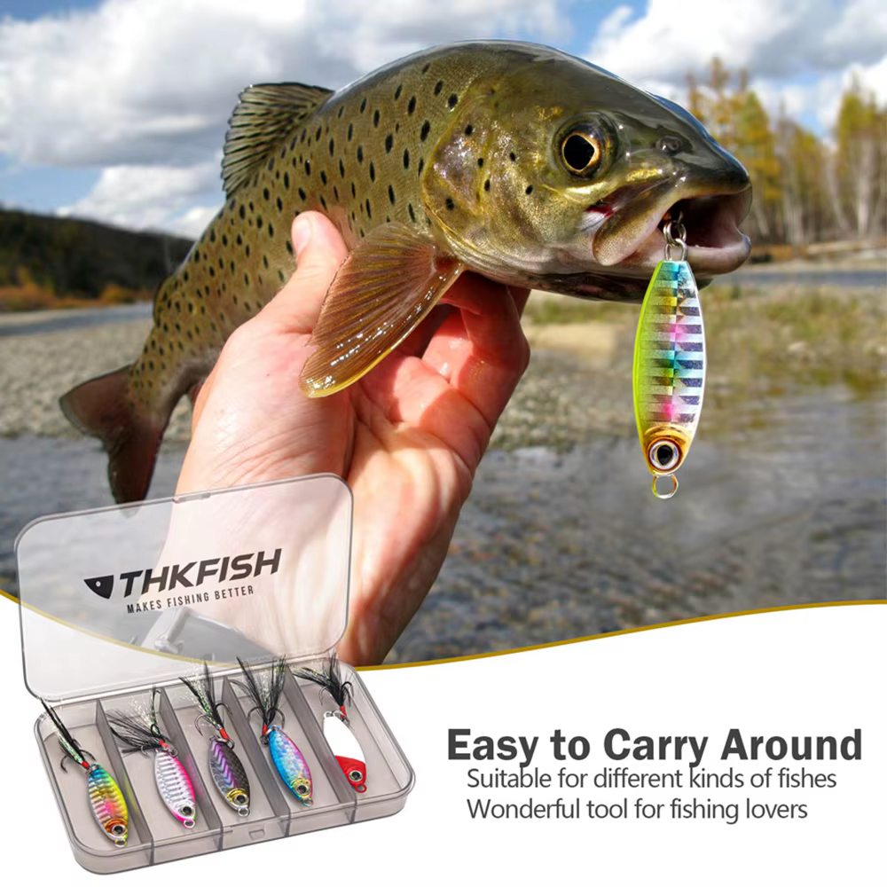 Pack de 5 señuelos de pesca metálicos en colores variados
