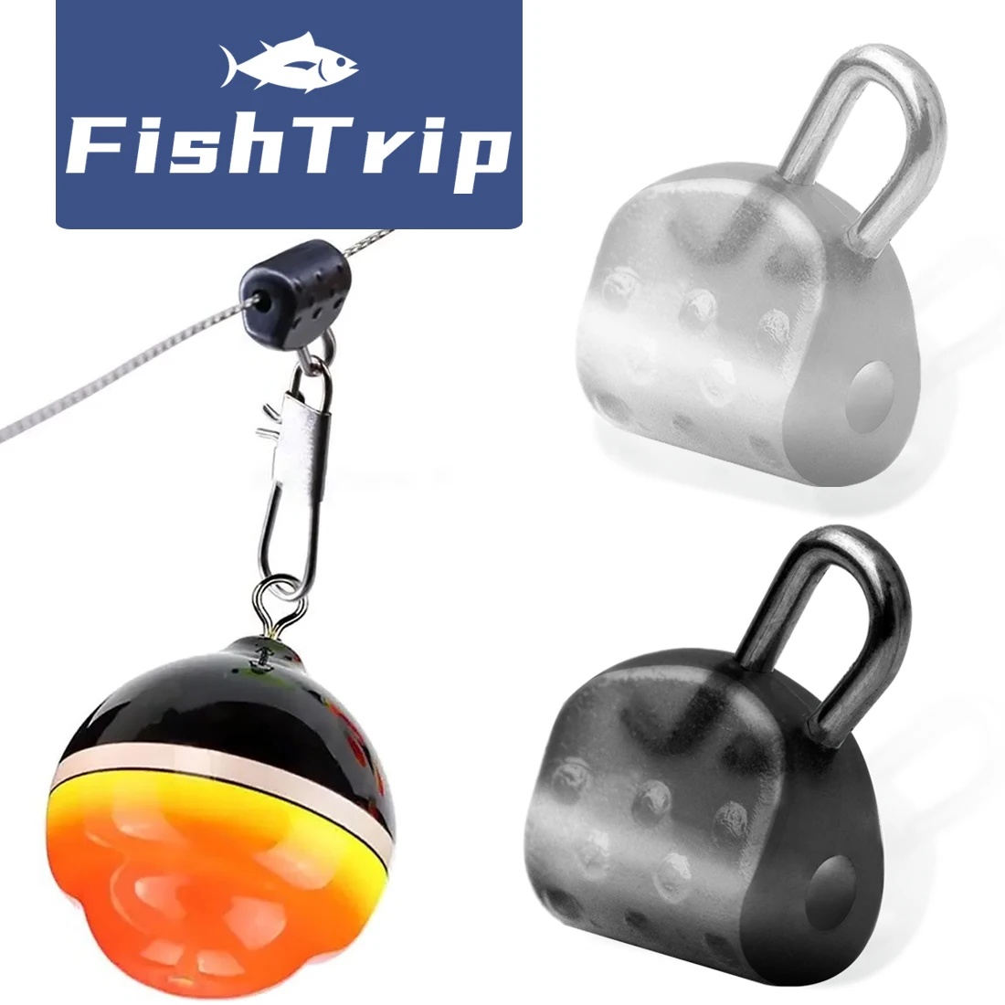 FishTrip Flotador resto pesca clip antideslizante snap peso corredizo