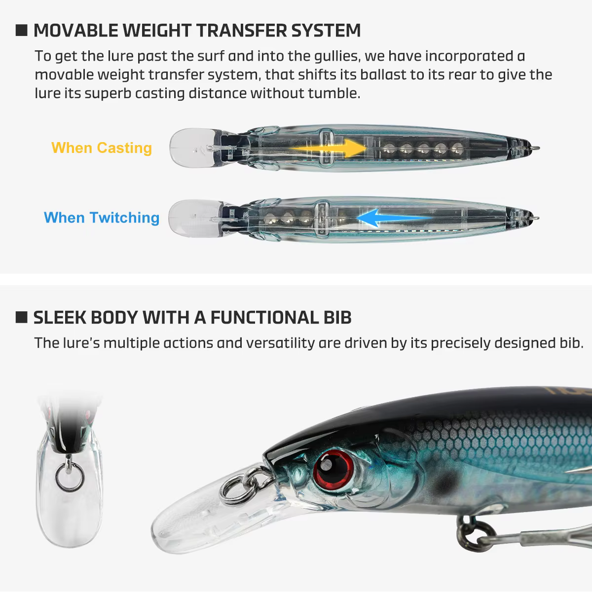 NOEBY Katonkel Kandy Minnow – Jerkbait de buceo para lubina y bonito - imagen 3