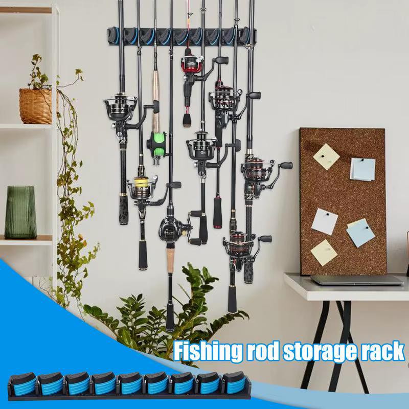 Soporte de pared para cañas de pesca, vertical u horizontal