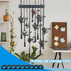 Soporte de pared para cañas de pesca, vertical u horizontal