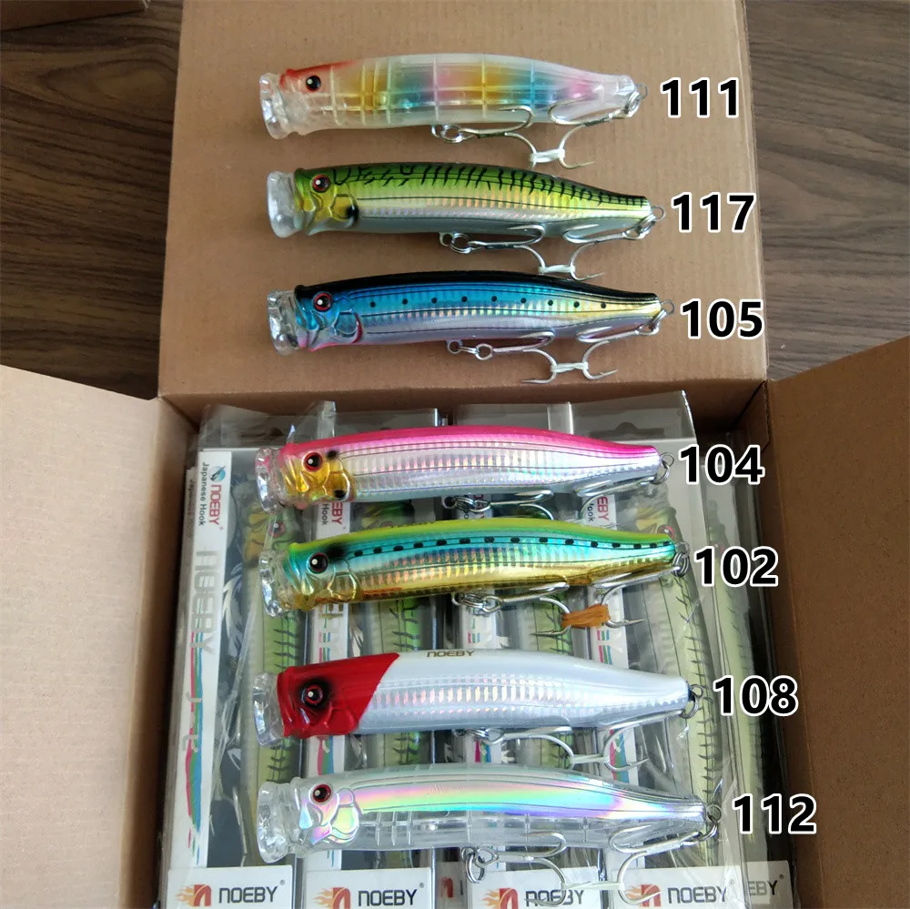 Set de 4 señuelos popper Noeby de 150 mm para pesca de lubina y atún