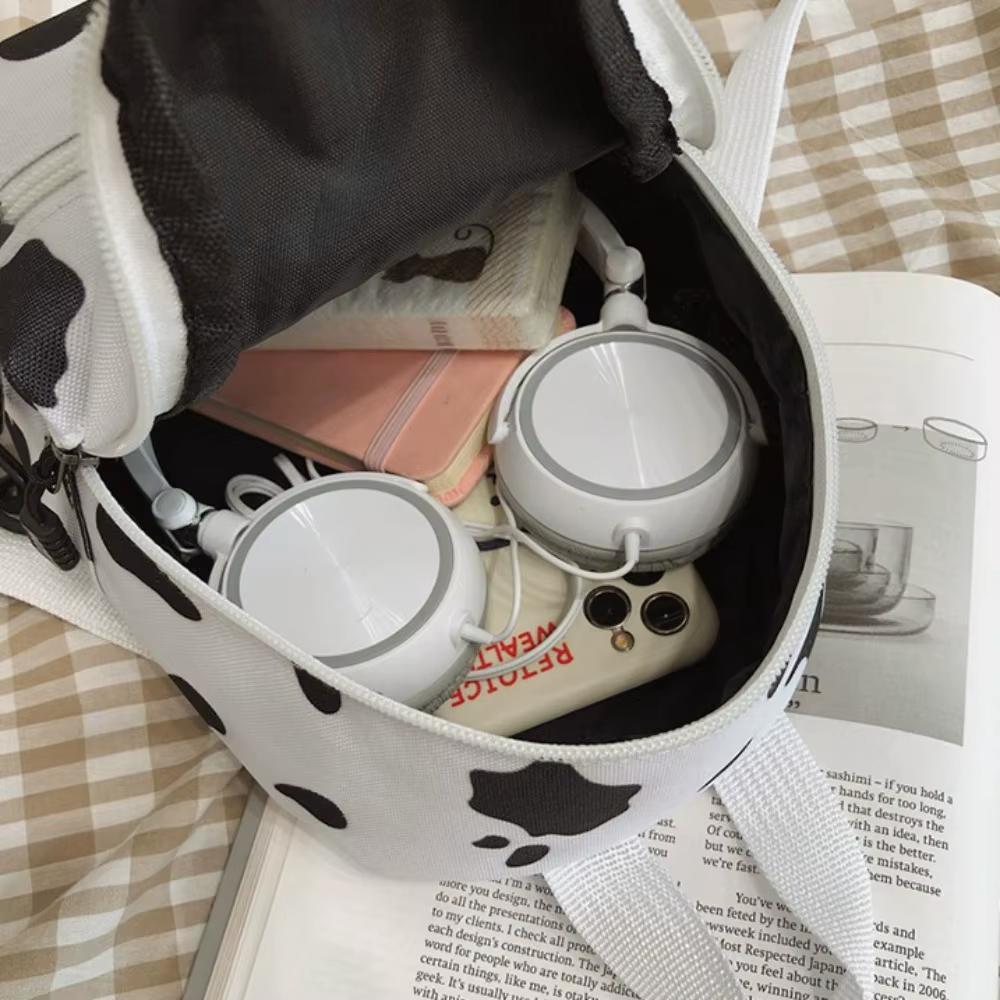 Bolso de viaje para mujer con diseño de vaca y correa ajustable
