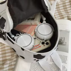 Bolso de viaje para mujer con diseño de vaca y correa ajustable