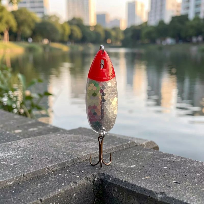 Señuelo Cuchara roja con escamas para lucio y lucioperca