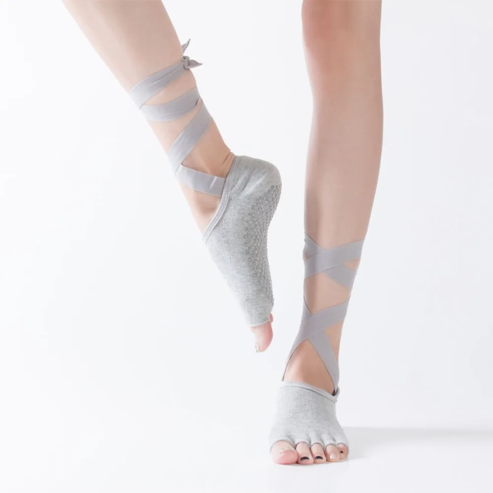 Calcetines antideslizantes con cordones de algodón para pilates elásticos - imagen 4