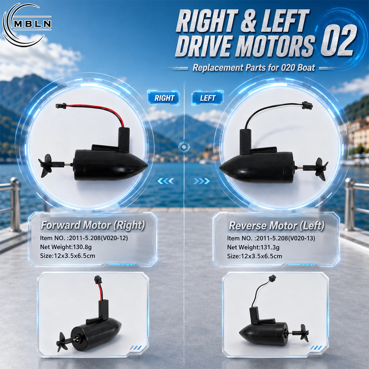 Repuestos Barco Cebador V020: motor, hélice, tolva y luz LED - imagen 5