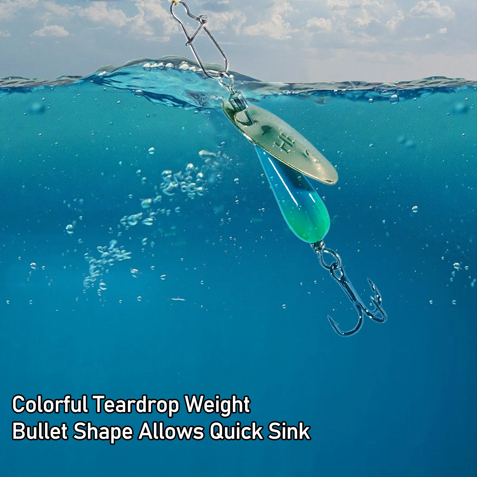 Spinnerbait de metal con anzuelo individual para lubina y pez pan - imagen 5