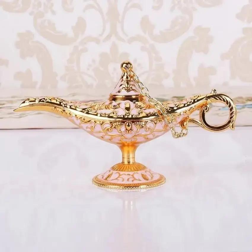 Lámpara de Aladino de metal tallado vintage para aceite de té - imagen 5
