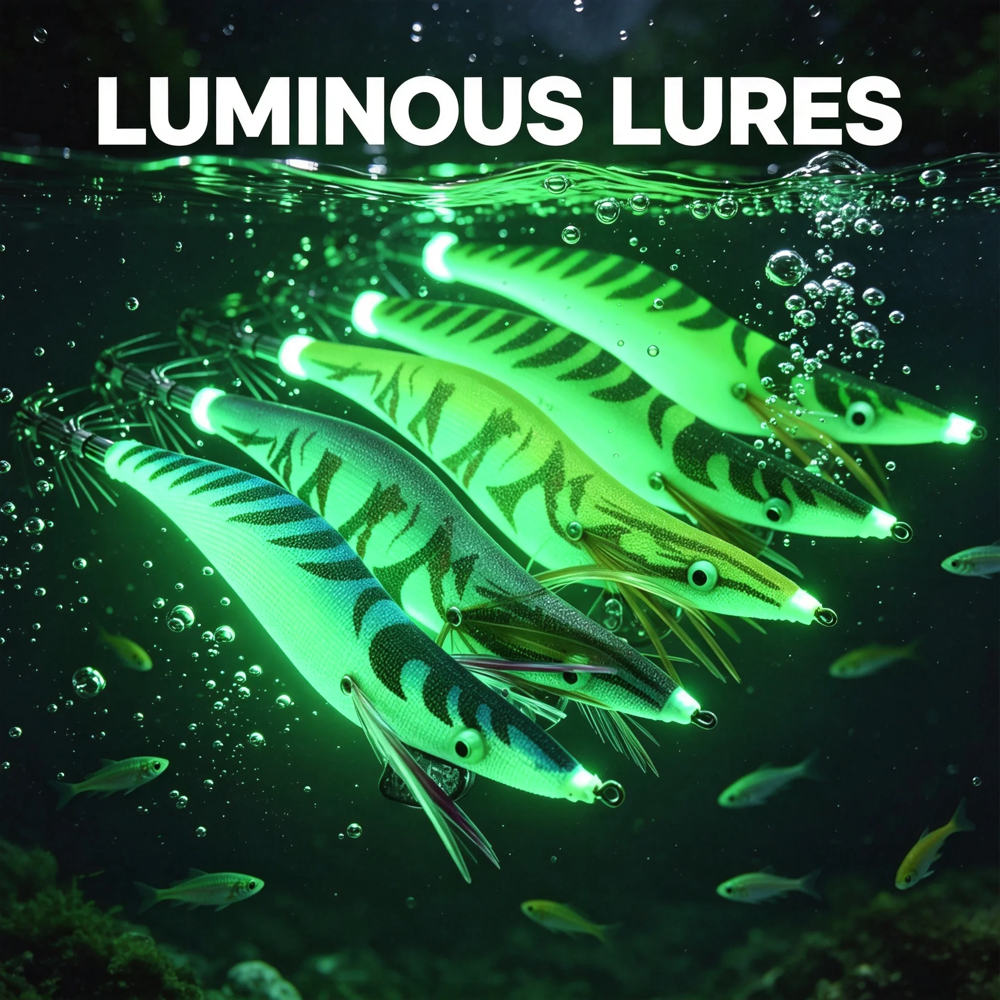 Señuelo luminoso de madera camarón y calamar para pesca nocturna - imagen 2