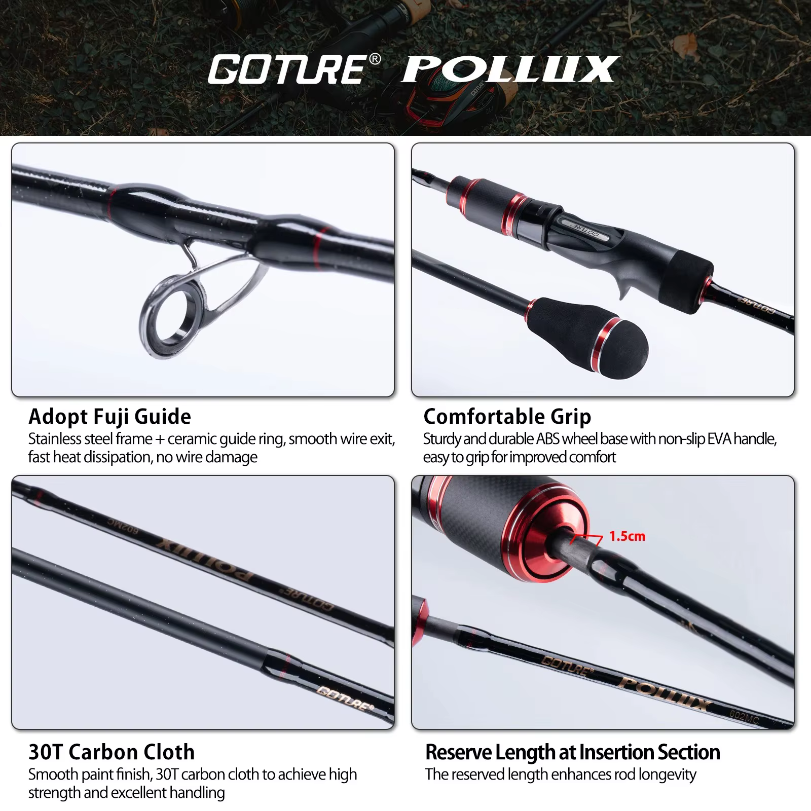 POLLUX Caña de slow jigging con anillas Fuji para barco - imagen 4