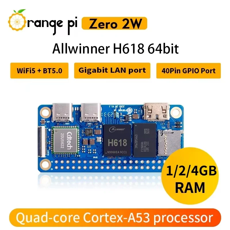 Orange Pi Zero 2W mini PC de placa única Allwinner H618 con WiFi - imagen 4
