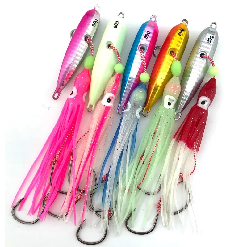 Señuelo de calamar para jigging nocturno en barco y pesca roca - imagen 3