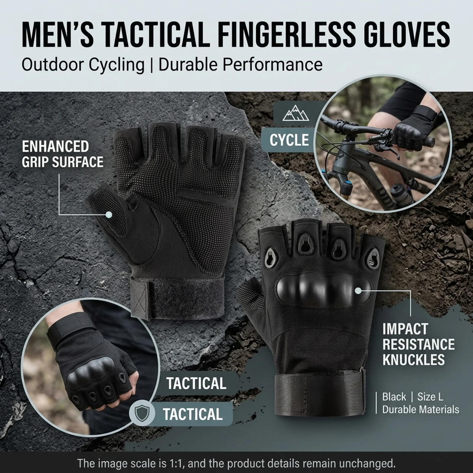 Guantes de ciclismo de dedo medio antideslizantes resistentes al desgaste - imagen 5