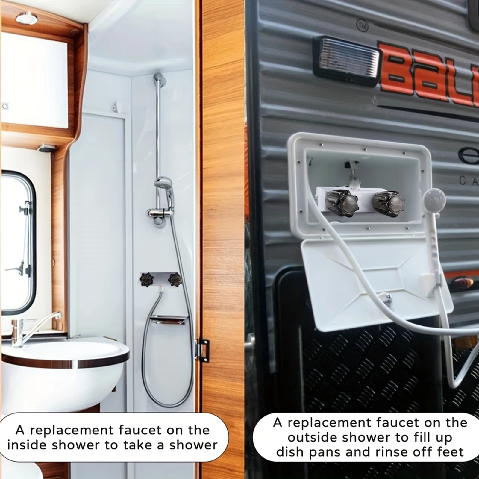 Grifo de ducha doble manija NPSM para autocaravanas y barcos - imagen 4