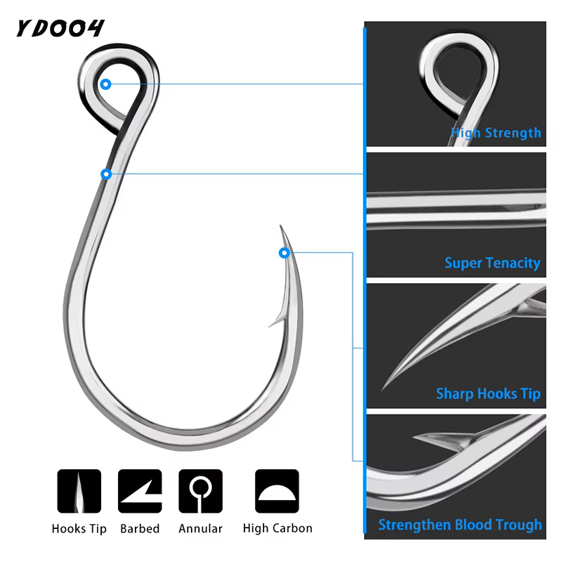 Anzuelos de acero al carbono para pesca marina con púas - imagen 4