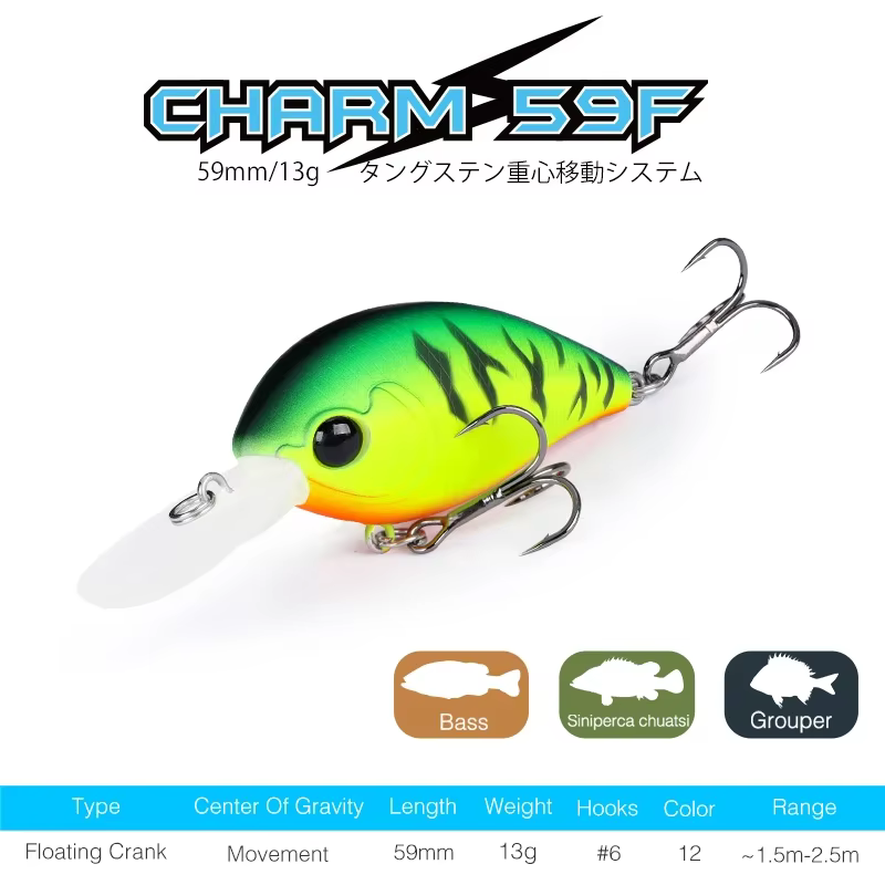 Tsurinoya 59F Crankbait flotante – Jerkbait duro para black bass - imagen 2