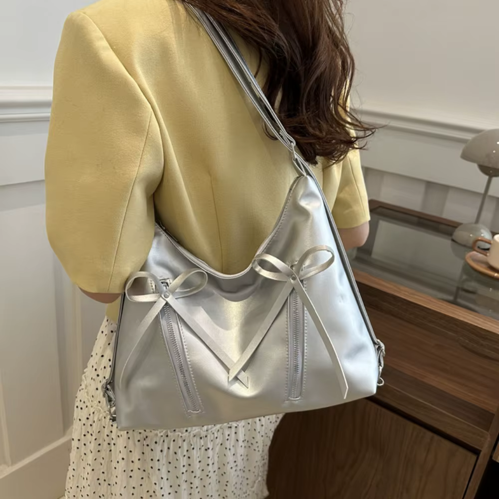 Bolso Tote de Cuero PU con Lazo – Estilo Retro para Mujer - imagen 4