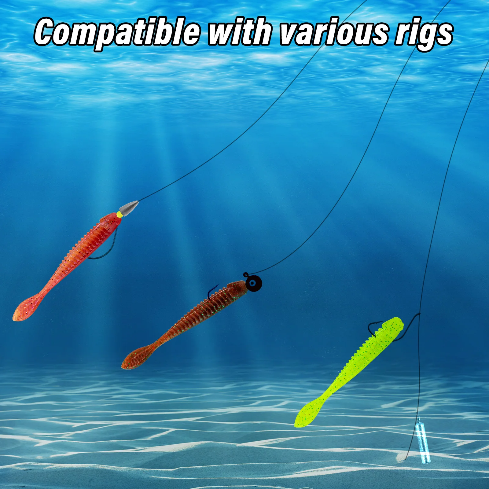 Señuelos blandos swimbait tipo gusano para Drop Shot Finesse Rig - imagen 5