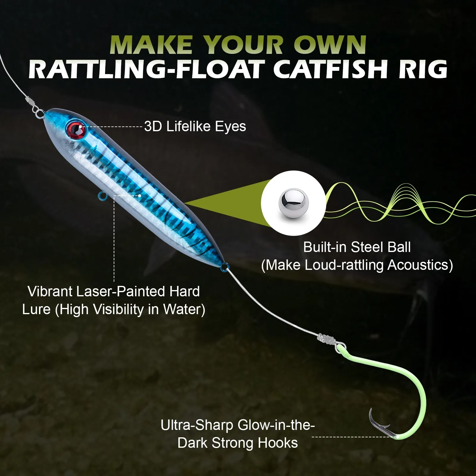 Goture accesorios para pesca bagre: flotadores EVA, anzuelos circulares - imagen 3
