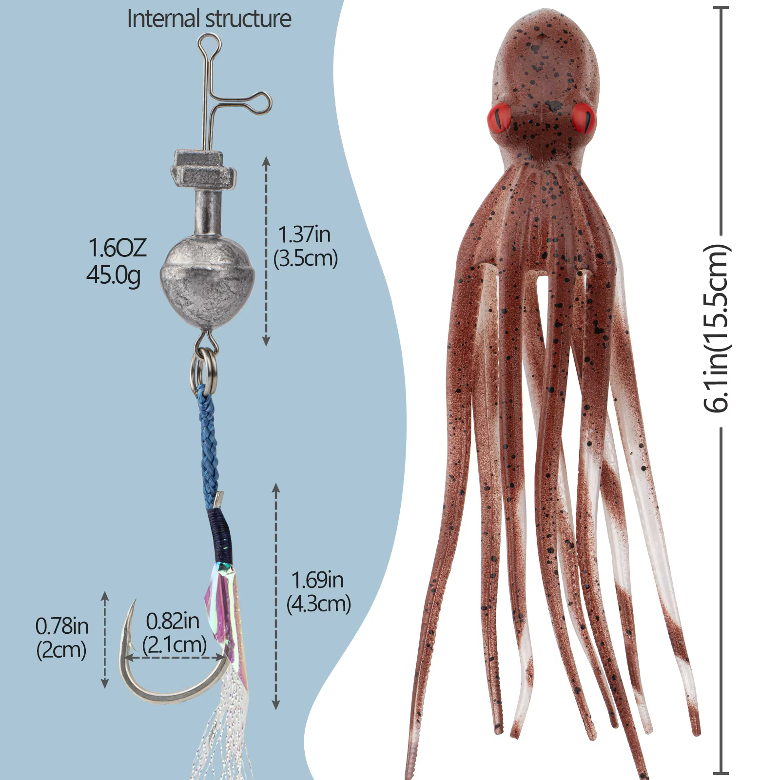 Cebo calamar luminoso con anzuelo – Jigging agua salada - imagen 3