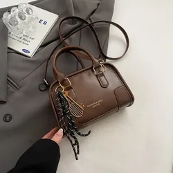 Bolso Boston Mini Retro de cuero PU con correa y forma cuadrada
