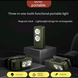 Linterna frontal recargable USB D con sensor de movimiento y clip
