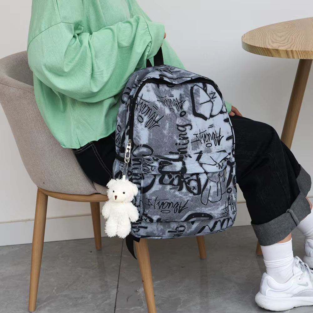 Mochila mujer nylon graffiti impermeable gran capacidad escolar - imagen 4