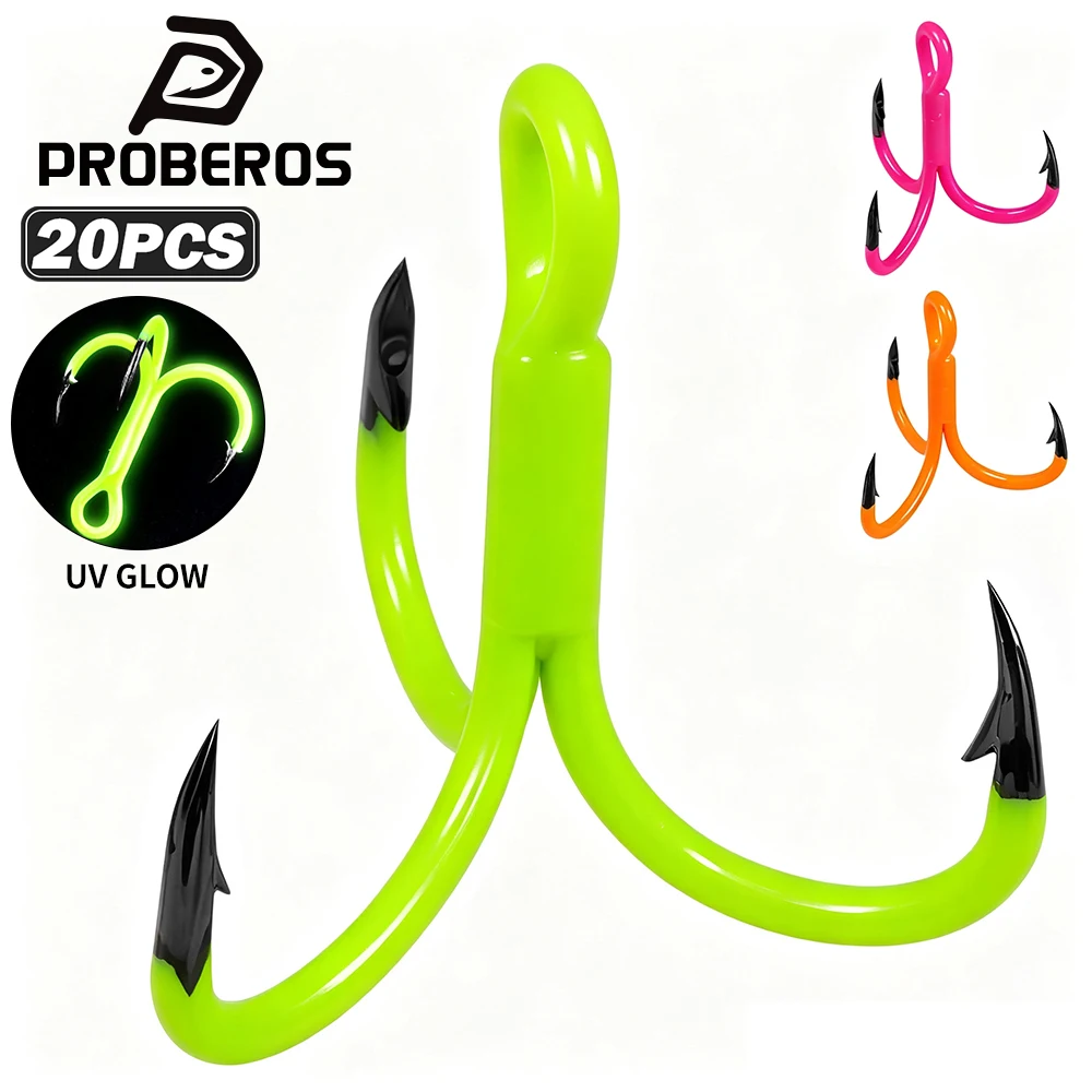 Proberos anzuelos triples fluorescentes naranja verde rosa carbono - imagen 5