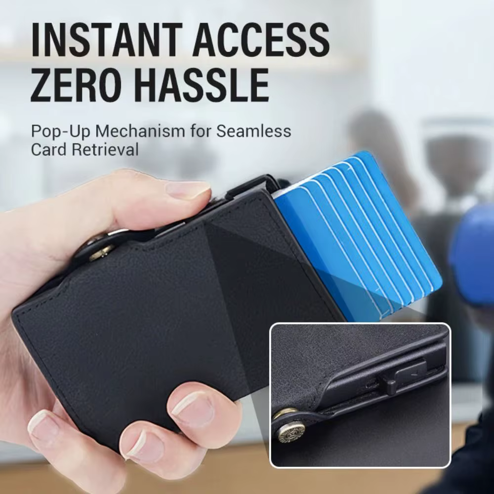 Cartera compacta con mecanismo automático de aparición de tarjetas